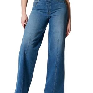 Spanx High Rise Wide Leg Jeans Plus Size 2X Pull On Boho Hippie Palazzo stretch